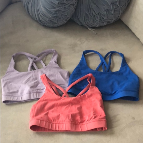 lululemon athletica Other - 3 Lululemon energy Sport Bras Coral Lavender Blue